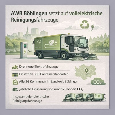 AWB Böblingen stellt Reinigungsfahrzeuge vollständig auf Elektroantrieb um